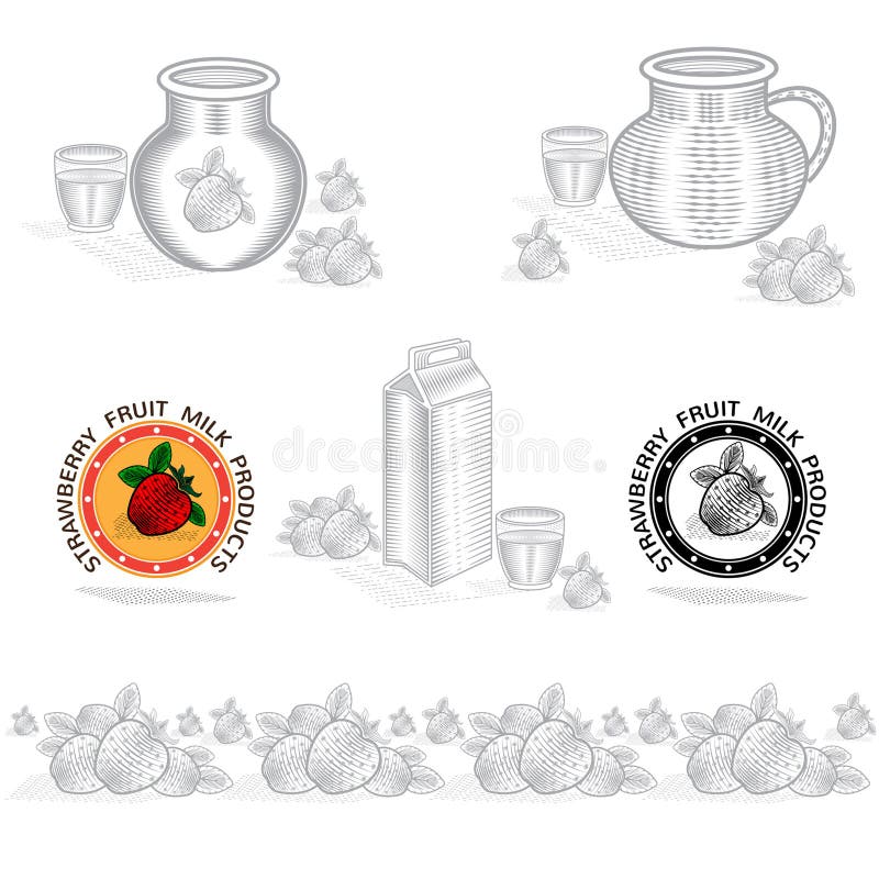 Elemento di concetto dell'imballaggio per il latte o la crema asciutto della fragola royalty illustrazione gratis