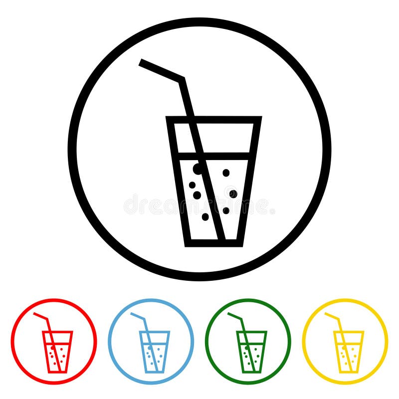 Elemento di progettazione di illustrazione vettoriale dell'icona a base di bibite con quattro varianti di colore. Icona di una bev illustrazione vettoriale