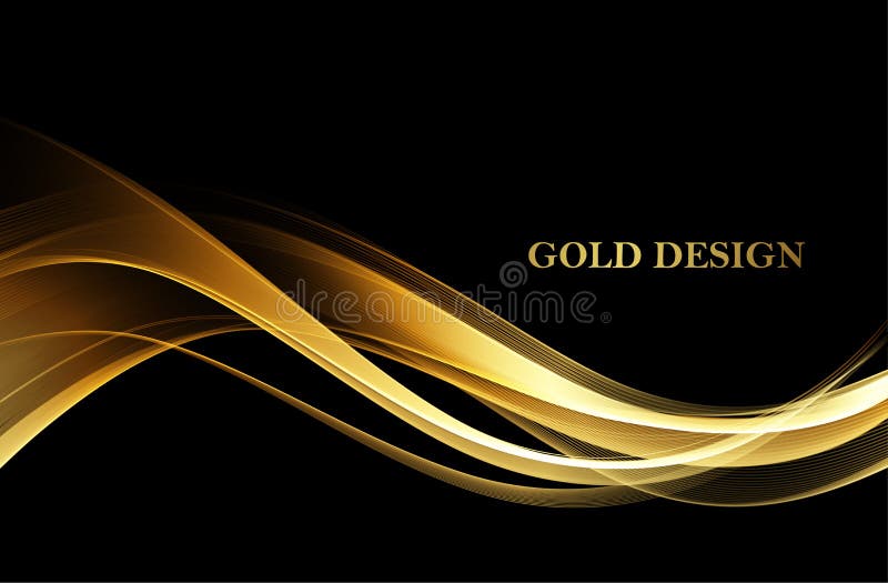 Elemento di progettazione di onde d'oro a colori brillanti illustrazione di stock