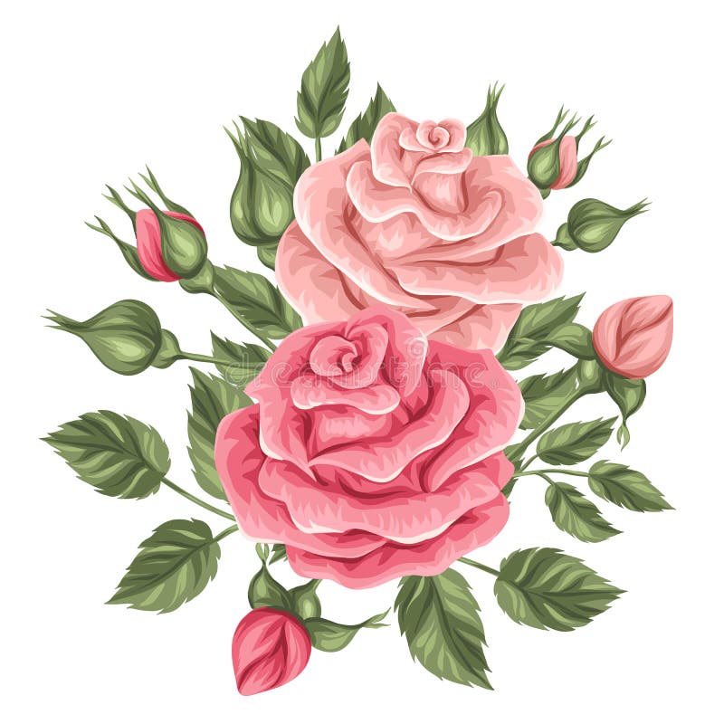 Elemento floral con las rosas del vintage Flores retras decorativas libre illustration Elemento floral con las rosas del vintage Flores retras decorativas libre illustration