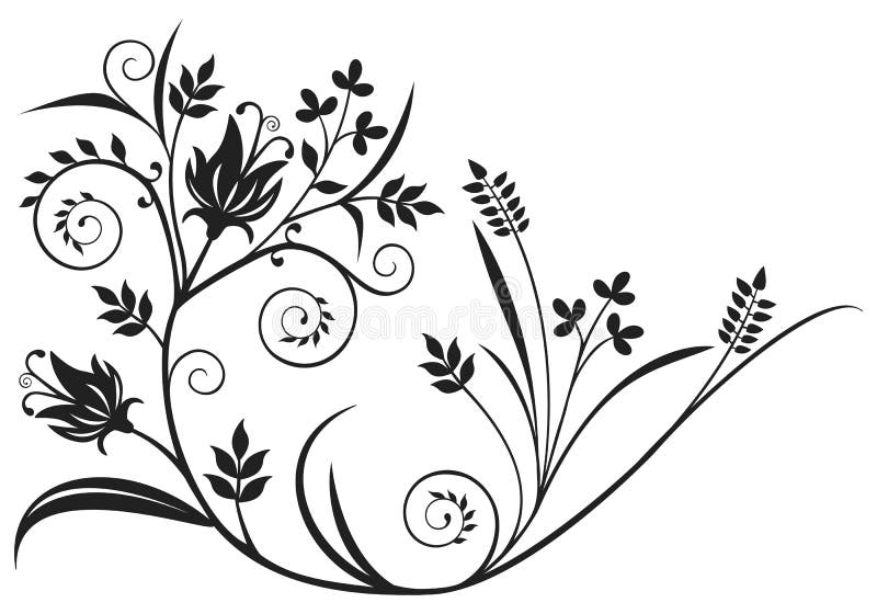 Elemento floral negro ilustración del vector