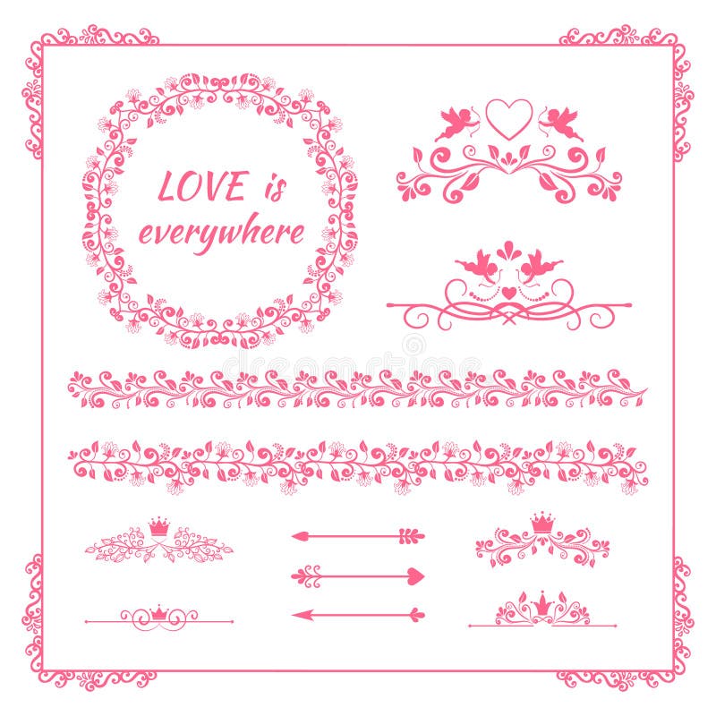 Elemento floral rosado para casarse o el cumpleaños stock de ilustración Elemento floral rosado para casarse o el cumpleaños stock de ilustración