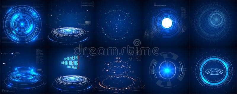 Elemento futuristico di Hud Insieme di tecnologia digitale UI HUD futuristico dell'estratto del cerchio illustrazione di stock