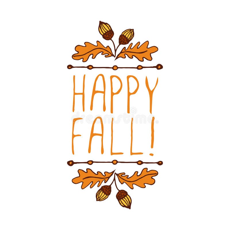 Elemento handdrawn do outono do vetor com texto ilustração do vetor