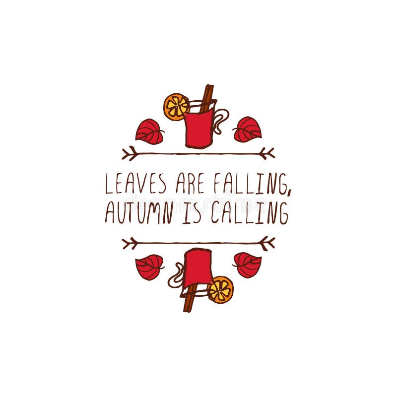 Elemento vetorial desenhado à mão com tema outonal e texto ilustração stock