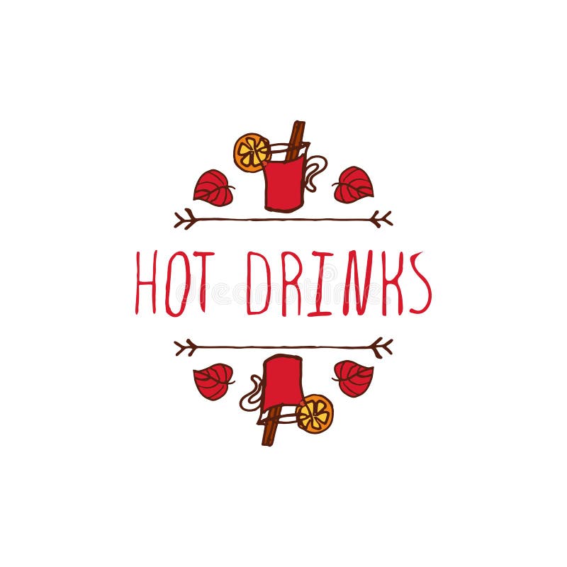 Elemento handdrawn do outono do vetor com texto ilustração stock