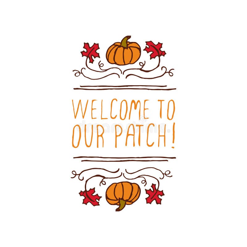 Elemento outonal vetorial desenhado à mão com texto ilustração do vetor