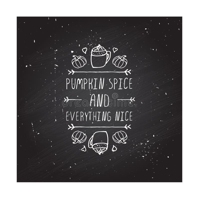 Elemento outonal vetorial desenhado à mão com texto ilustração do vetor