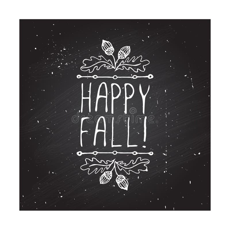 Elemento handdrawn do outono do vetor com texto ilustração do vetor