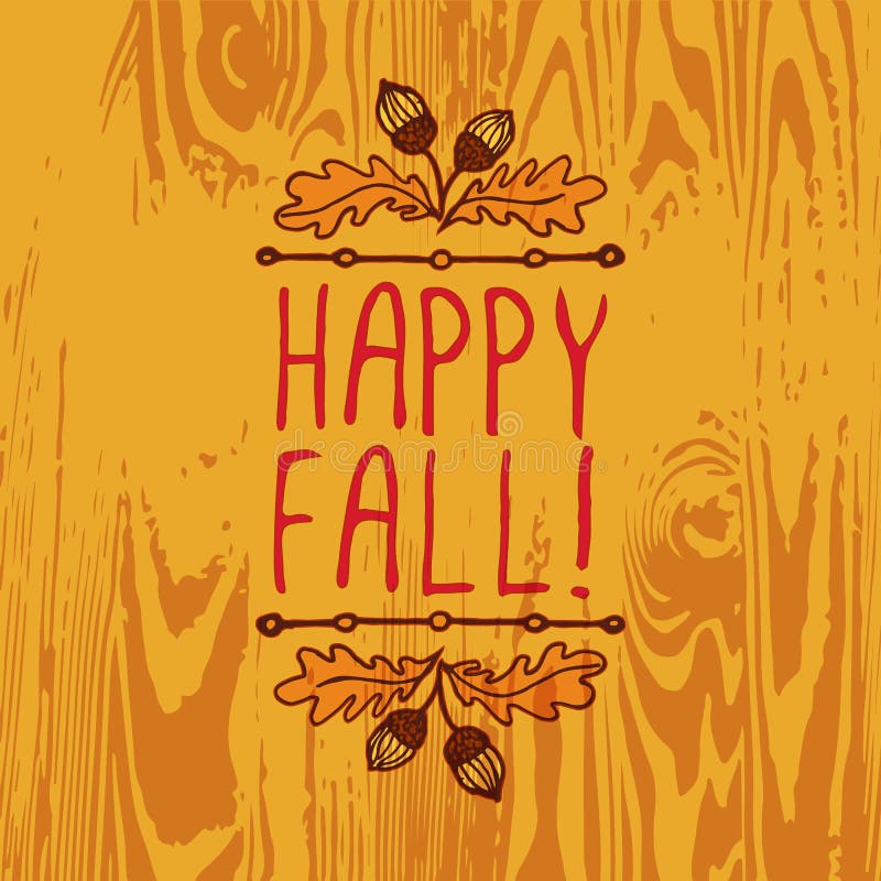 Elemento handdrawn do outono do vetor com texto ilustração royalty free