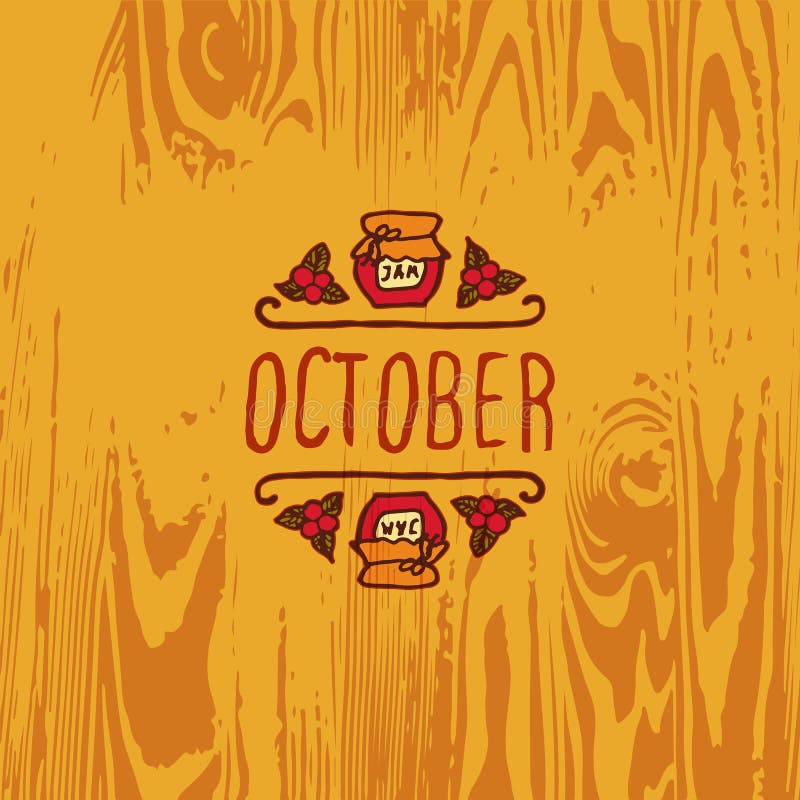 Elemento handdrawn do outono do vetor com texto ilustração stock
