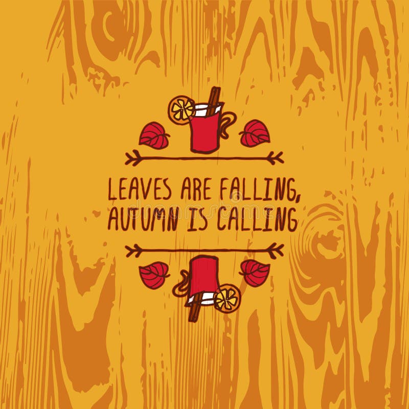 Elemento handdrawn do outono do vetor com texto ilustração stock
