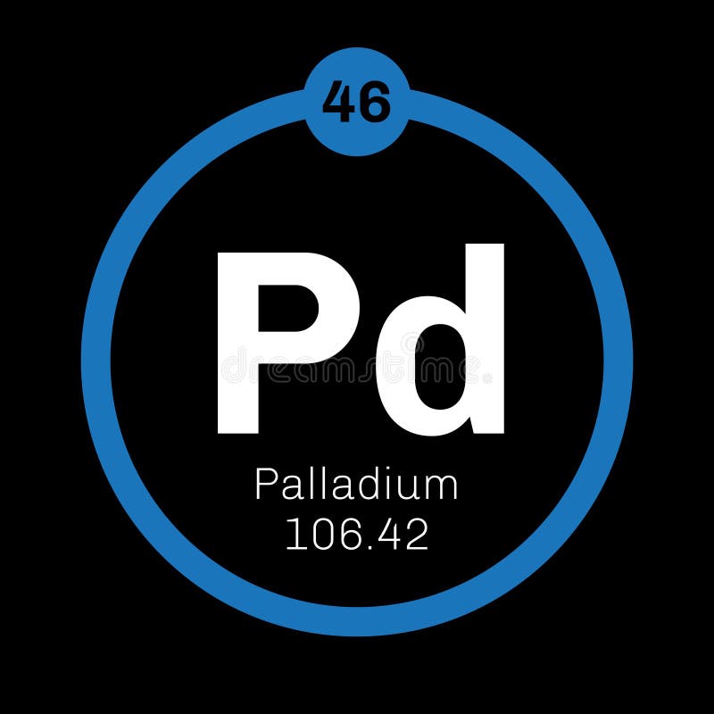 Muestra Del Elemento Químico Del Pd Con Número Atómico Y El Peso
