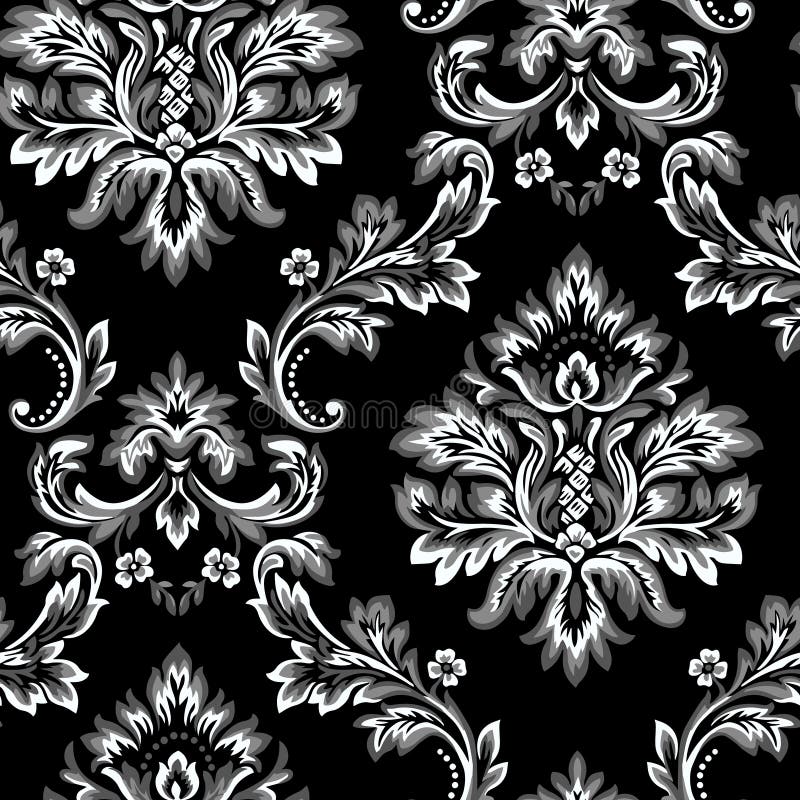Elemento senza cuciture del modello del damasco di vettore Ornamento barrocco di lusso classico, struttura senza cuciture vittori illustrazione di stock Elemento senza cuciture del modello del damasco di vettore Ornamento barrocco di lusso classico, struttura senza cuciture vittori illustrazione di stock