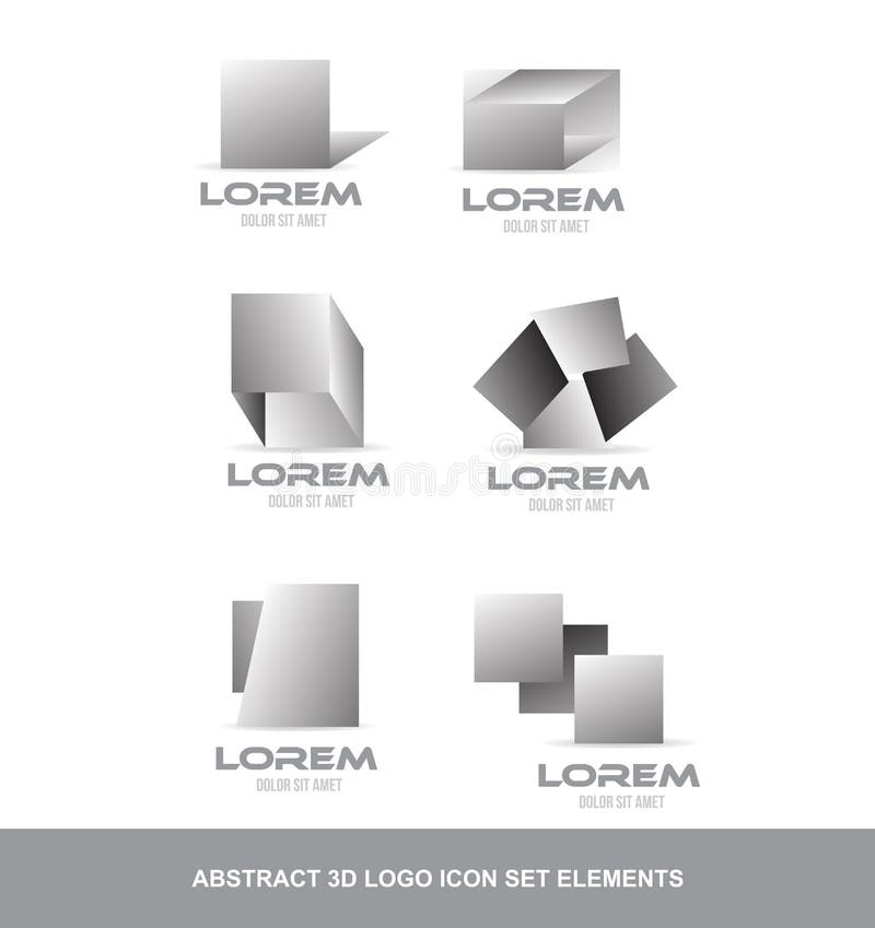 Elementos ajustados do ícone abstrato do logotipo 3d ilustração royalty free Elementos ajustados do ícone abstrato do logotipo 3d ilustração royalty free