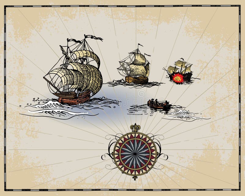 Elementos de mapa antigo ilustração stock