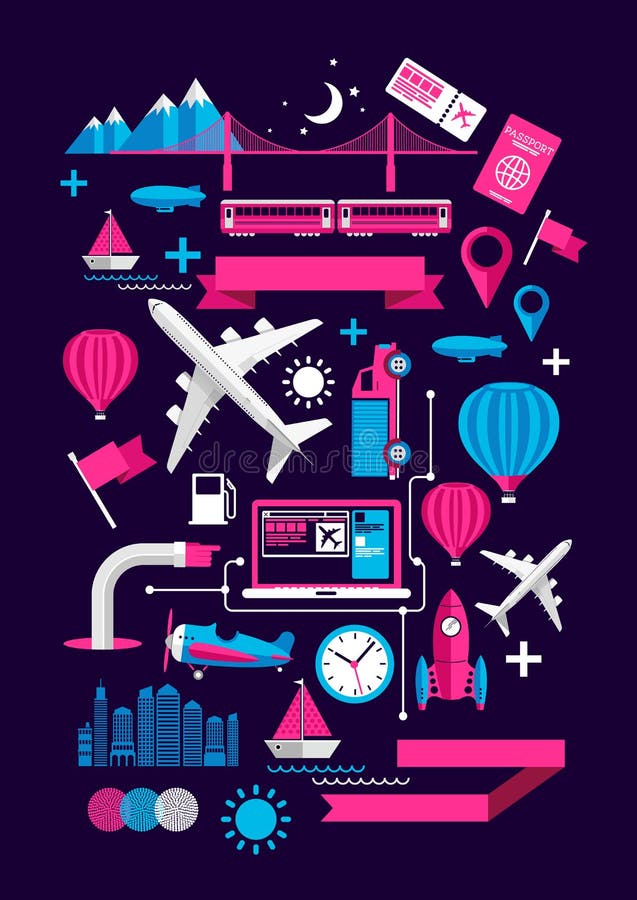 Elementos de Transporte Criativos ilustração royalty free