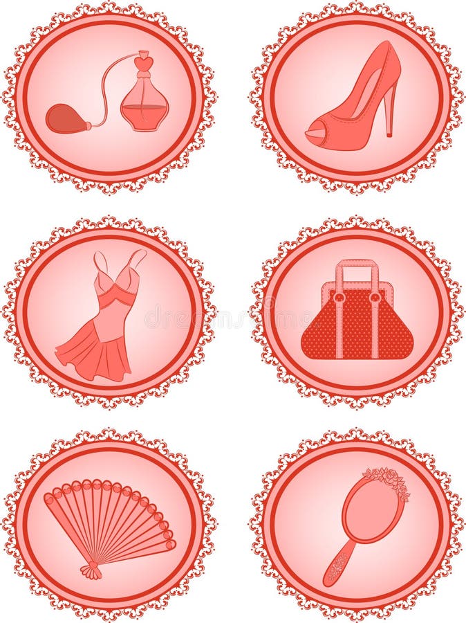 Elementos de la mujer de la vendimia de la historieta. stock de ilustración Elementos de la mujer de la vendimia de la historieta. stock de ilustración