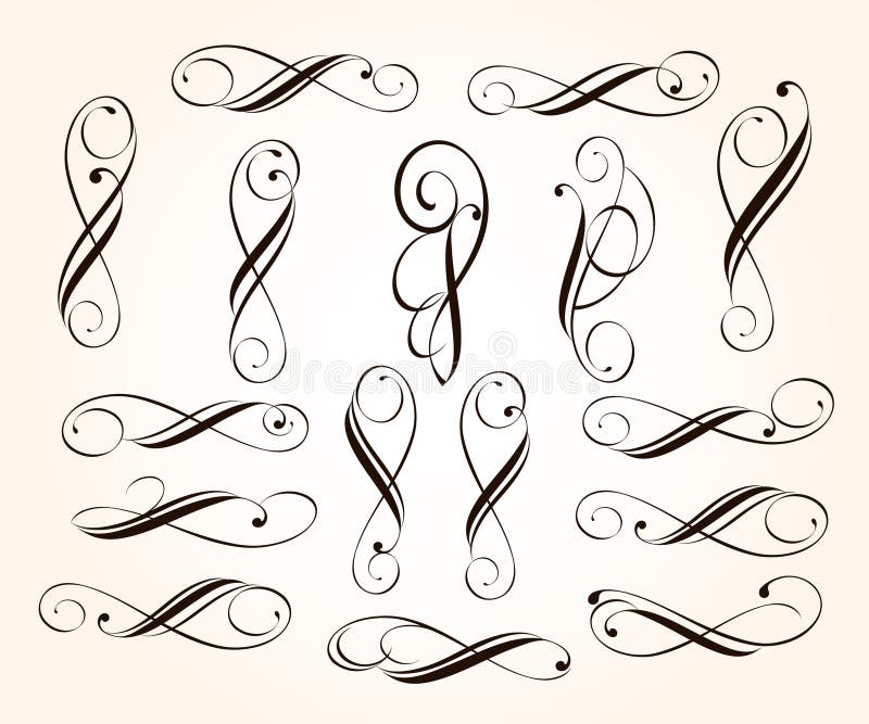 Elementos decorativos elegantes ajustados do rolo Ilustra??o do vetor ilustração stock Elementos decorativos elegantes ajustados do rolo Ilustra??o do vetor ilustração stock