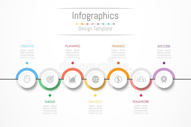 Elementos del diseño de Infographic para sus datos de negocio con 7 opciones