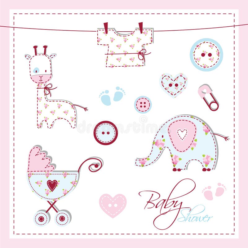 Elementos del diseño de la ducha de bebé libre illustration Elementos del diseño de la ducha de bebé libre illustration
