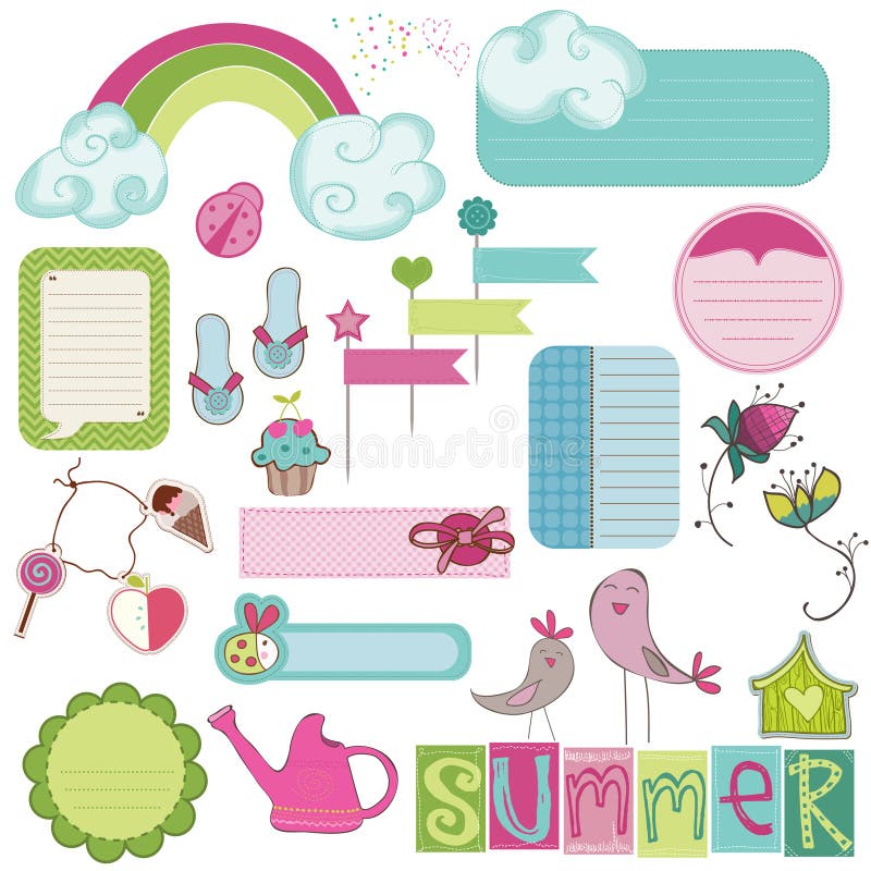Elementos del diseño del verano para el libro de recuerdos libre illustration Elementos del diseño del verano para el libro de recuerdos libre illustration