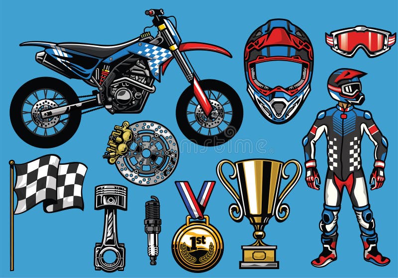 Elementos determinados del concepto de Supermoto stock de ilustración Elementos determinados del concepto de Supermoto stock de ilustración