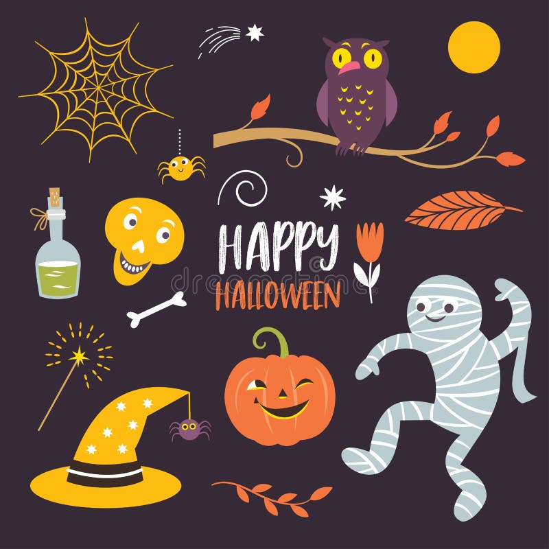 Elementos determinados del diseño de Halloween del vector ilustración del vector Elementos determinados del diseño de Halloween del vector ilustración del vector