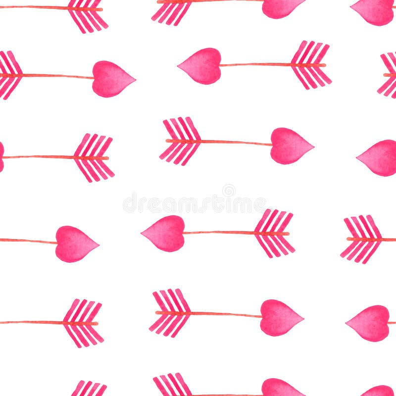 Elementos do dia de Valentim das setas do teste padrão da seta do rosa da aquarela ilustração stock Elementos do dia de Valentim das setas do teste padrão da seta do rosa da aquarela ilustração stock