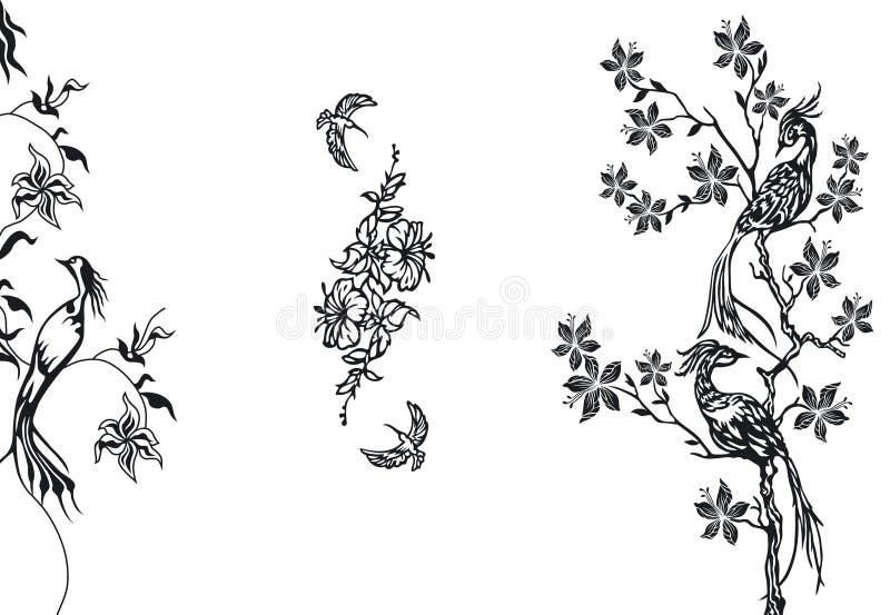 Elementos do projeto dos pássaros ilustração stock Elementos do projeto dos pássaros ilustração stock
