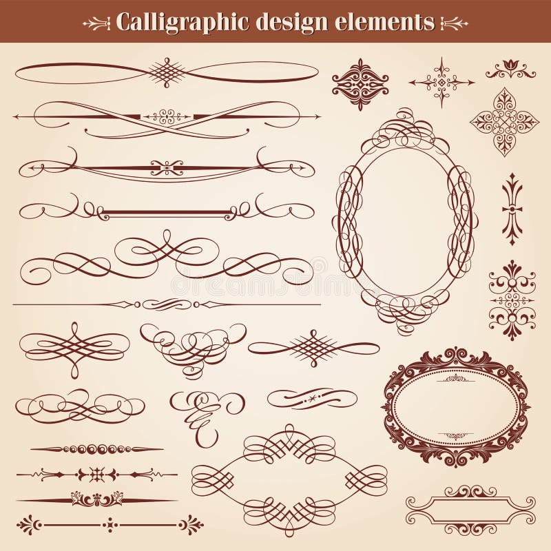 Elementos do projeto e decoração caligráficos da página