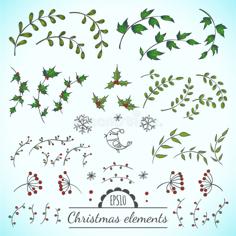 Elementos do vetor do Natal ilustração stock Elementos do vetor do Natal ilustração stock