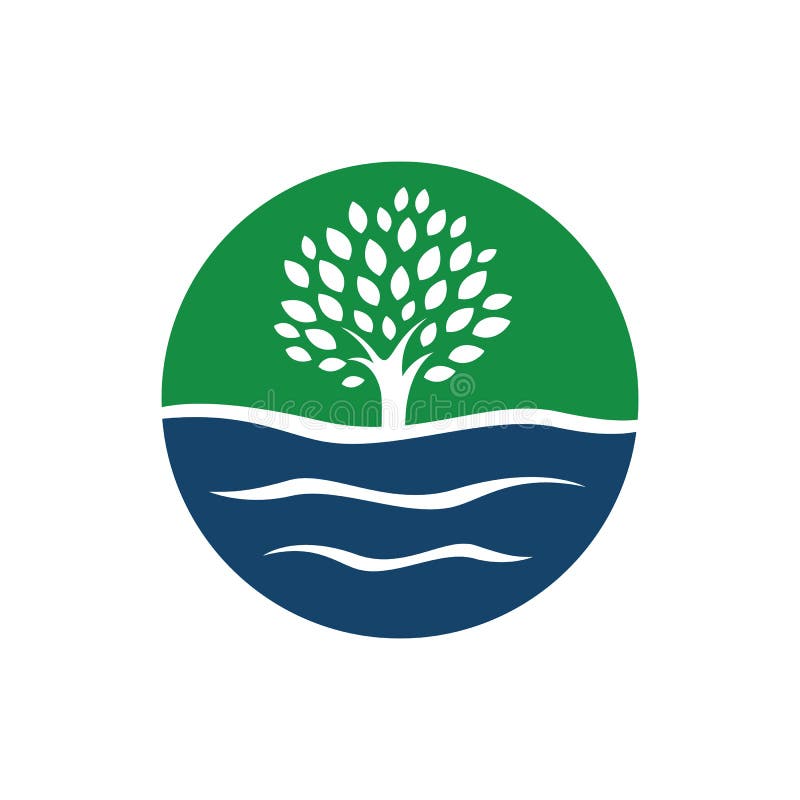 elementos gráficos vectoriales de silueta de agua y logotipo de árbol stock de ilustración elementos gráficos vectoriales de silueta de agua y logotipo de árbol stock de ilustración