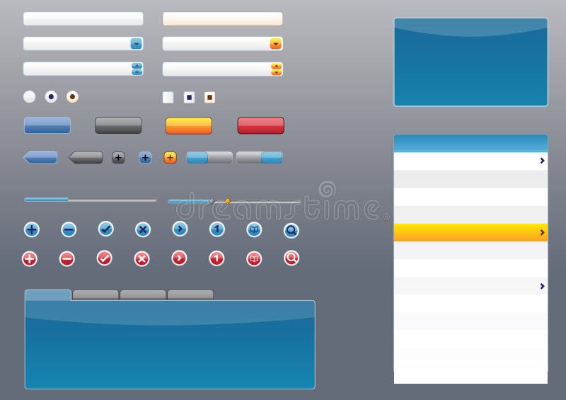 Elementos de GUI/UI estilo Glossy Mac, Vista, iPhone ilustração royalty free