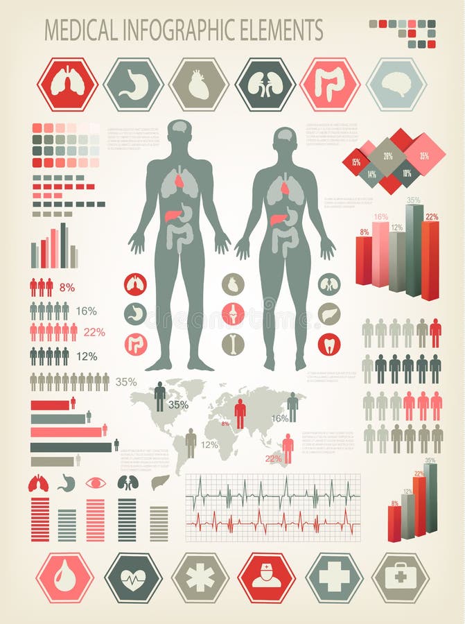 Elementos médicos del infographics. ilustración del vector Elementos médicos del infographics. ilustración del vector