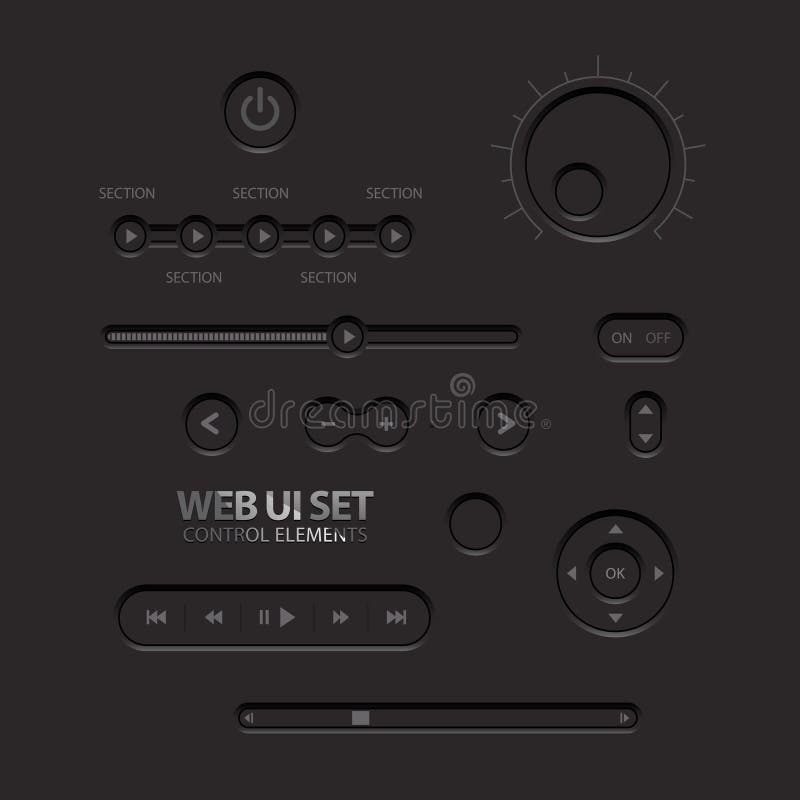 Elementos negros del Web UI. Botones, interruptores libre illustration Elementos negros del Web UI. Botones, interruptores libre illustration