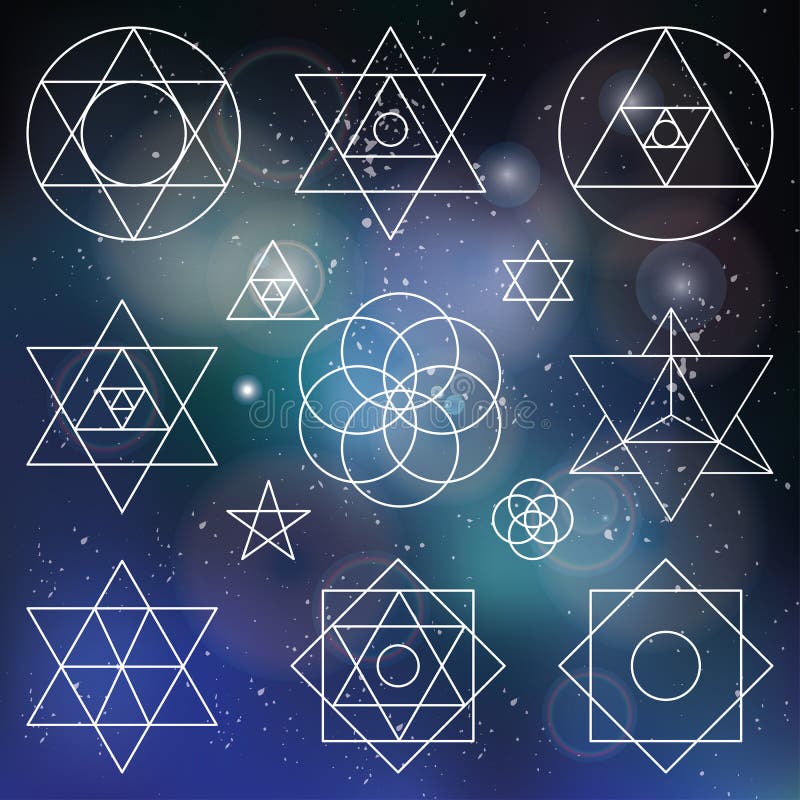 Elementos sagrados dos símbolos da geometria esboço borrado ilustração do vetor Elementos sagrados dos símbolos da geometria esboço borrado ilustração do vetor