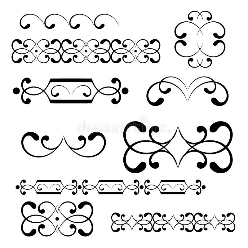 Elementos y monogramas en espiral para diseño ilustración del vector