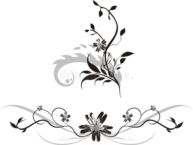 Elements of floral ornaments for design