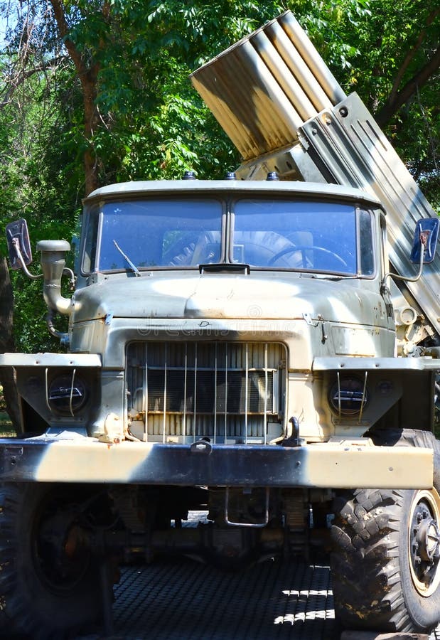 Elements of the Grad multiple launch system stock images