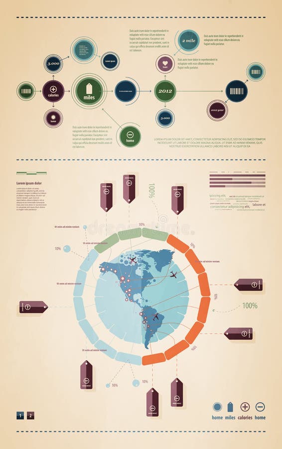 Elements of infographics with a map of America