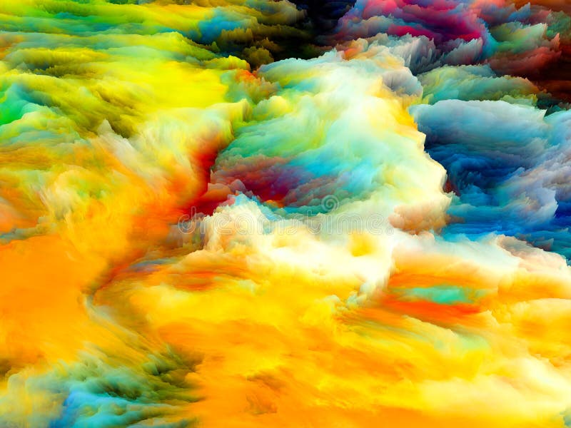 Elements of Paint Growth. Canvas Up Close series. Composition of 3D rendering of colorful fractal paint for projects on design, creativity and art