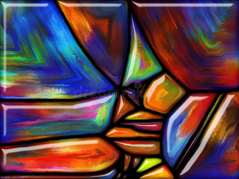 Patterns of Color series. Composition of painted stained glass pattern for projects on imagination, creativity and art. Painted curve stock images, royalty-free photos and pictures