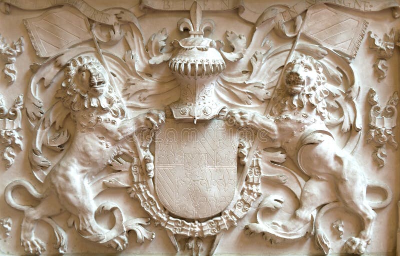 Elements of plaster molding two lions