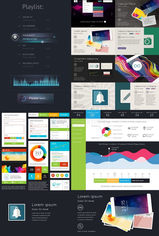 Elements of User Interface for Web Design Stock Vector - Illustration