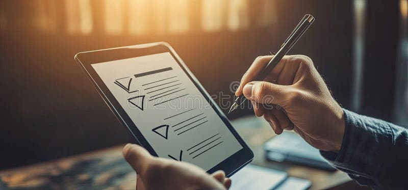 Elenco di controllo generato AIG in Tablet illustrazione di stock