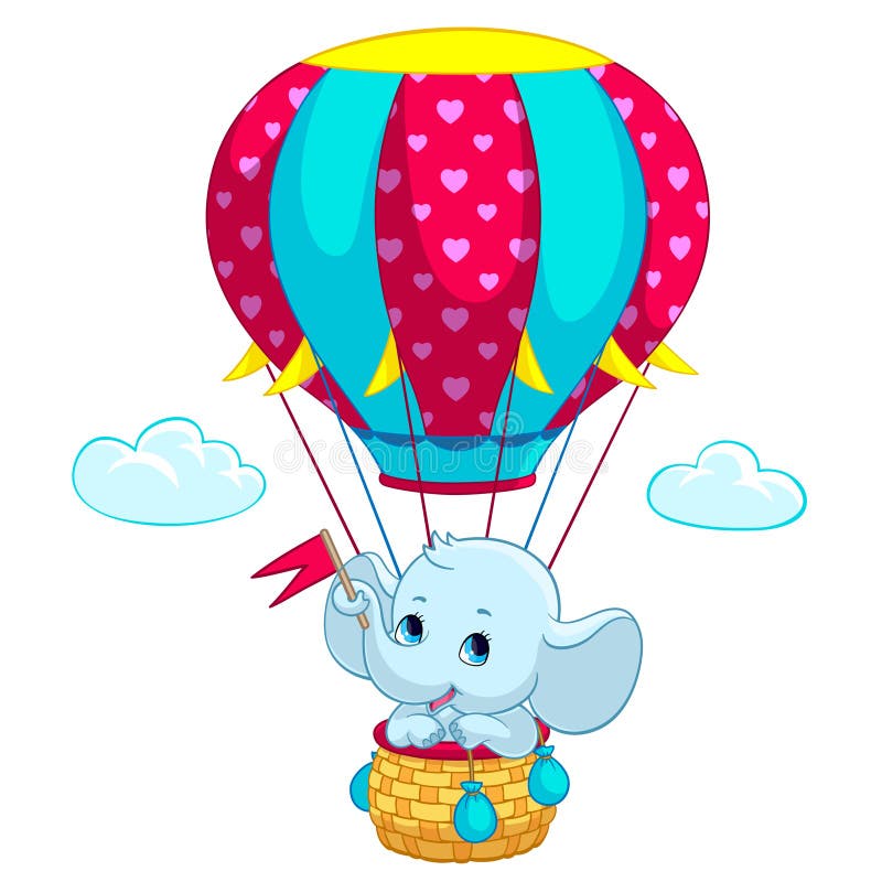 Elephant baby on hot air balloon cartoon vector illustration stock illustration Elephant baby on hot air balloon cartoon vector illustration stock illustration