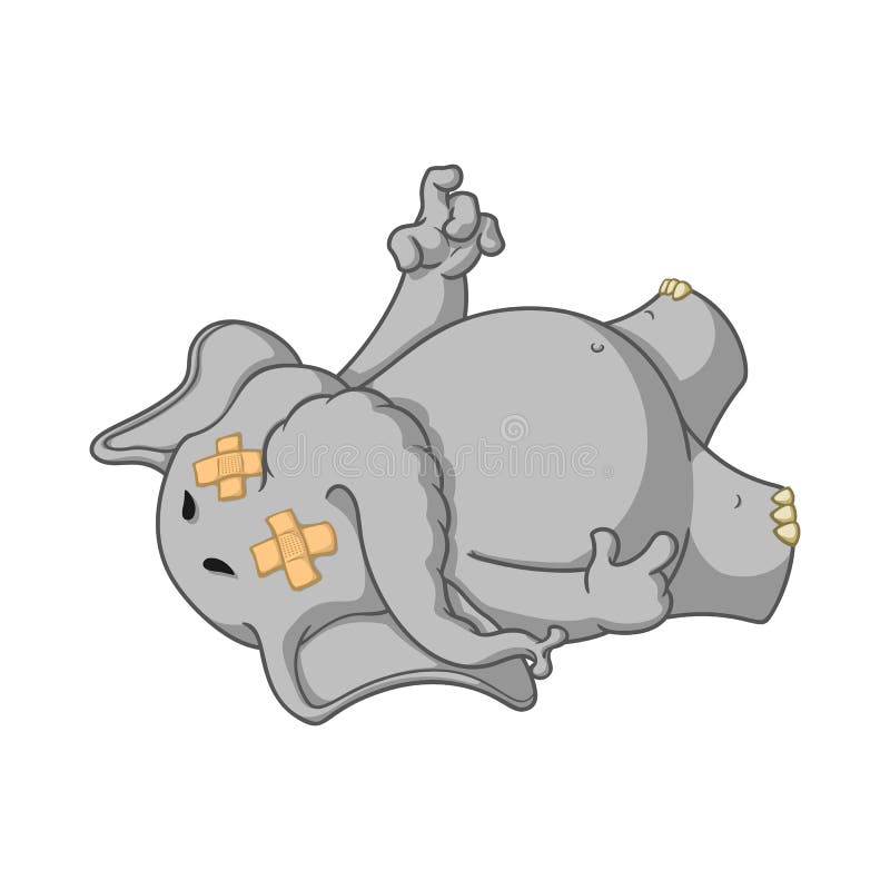 Elephant. Character. Fell Tired. Dropped Dead. Big Collection of Isolated  Elephants. Vector, Cartoon Stock Vector - Illustration of bored, head:  95661604
