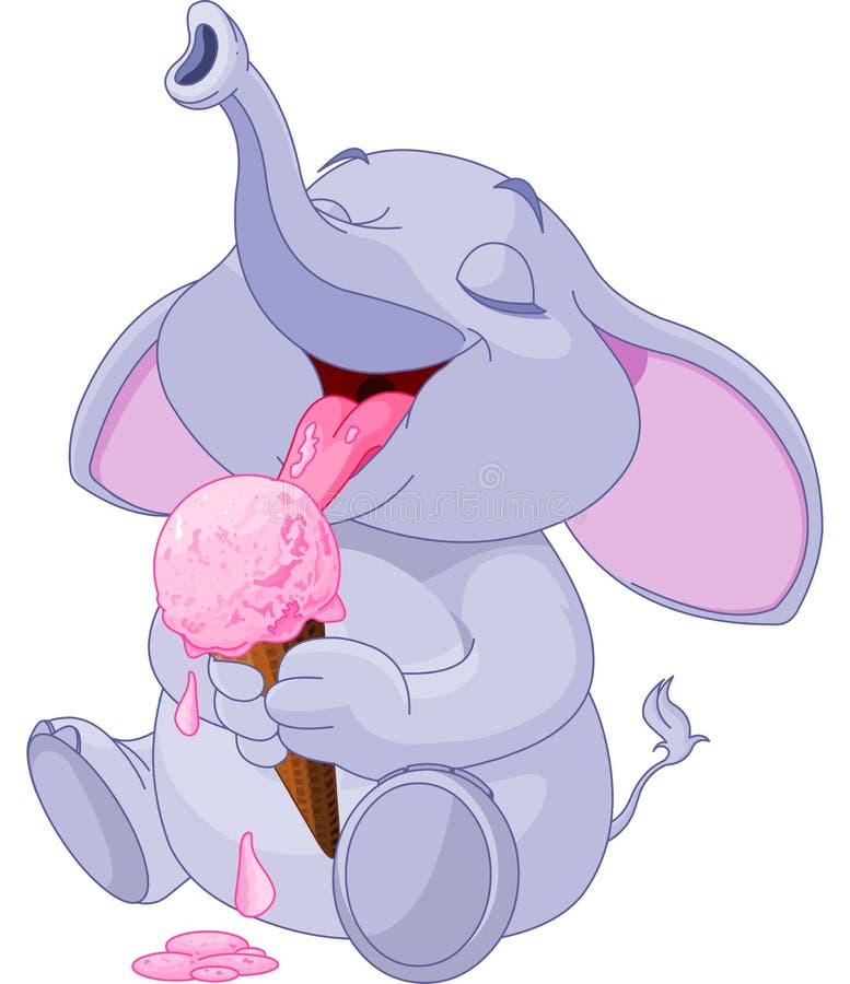 Elephant eating ice cream