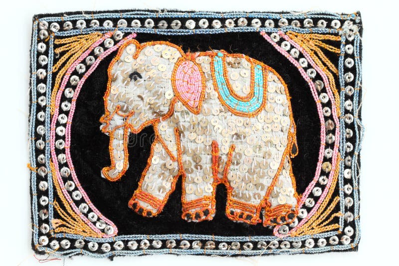 Elephant embroidered stock photo. Image of black, fabric 20374998